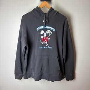 Nike Center Swoosh St. John’s Lacrosse Hoodie Gray "Rat" Logo Pullover Men’s - L